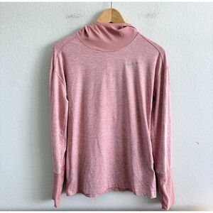 NIKE Dri-FIT Element Hooded Long Sleeve Pink Salmon Running Top Womens Small